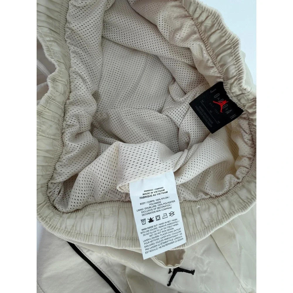 Nike Jordan Jumpman AOP Track Pants Mens M Beige Cream Wide Leg Adjustable Hem‎